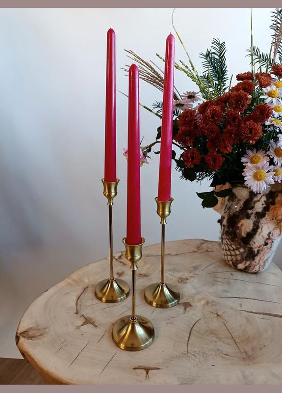 Свічки столові класичні в різних кольорах для дому, оливковий віск, в - 25 см, d - 2.2см Hand Made (316631252)