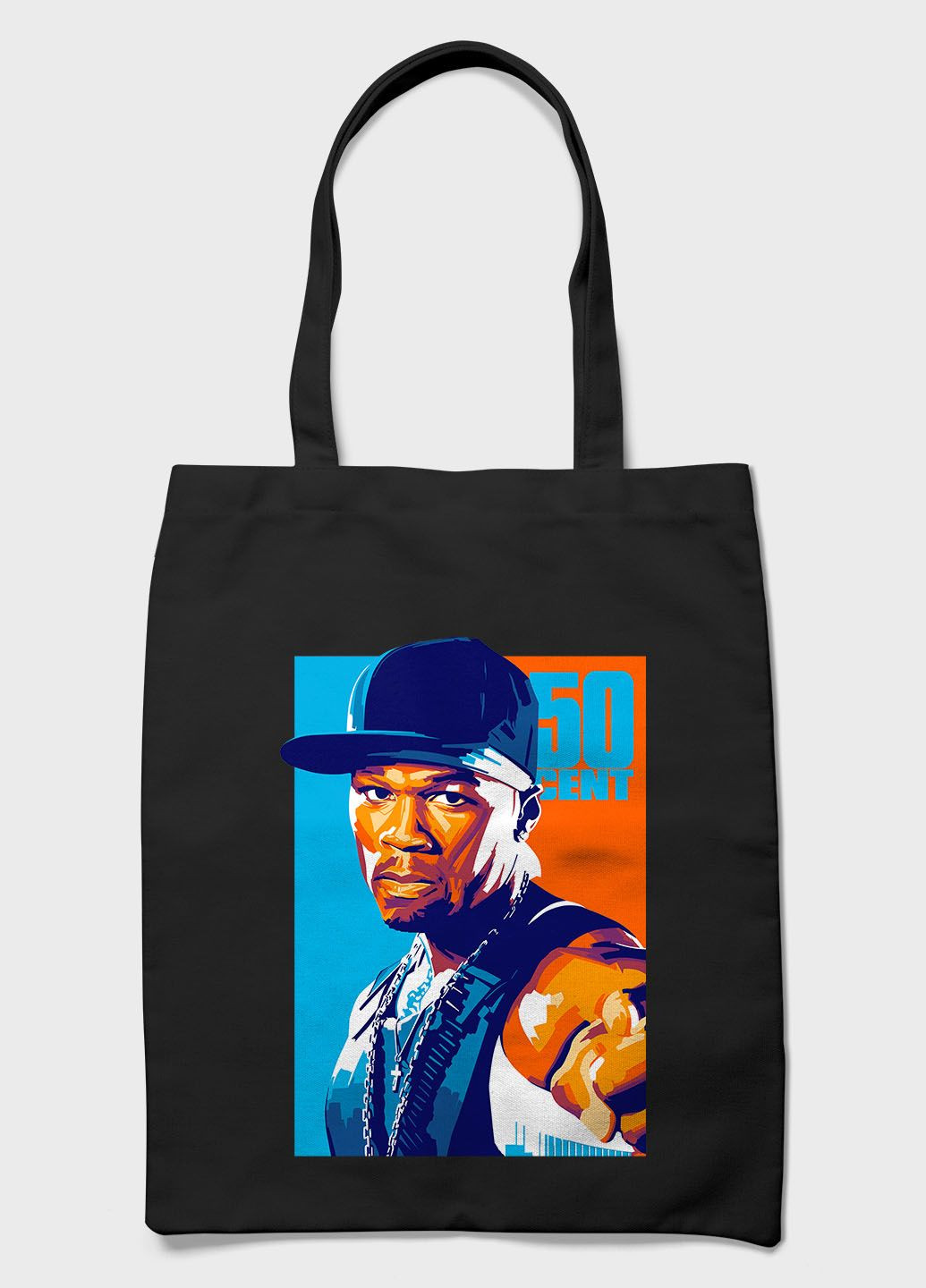 Торба шопер з принтом Hip-Hop50 Cent (TB-00-1-BL-004-1-115) Modno (285771835)