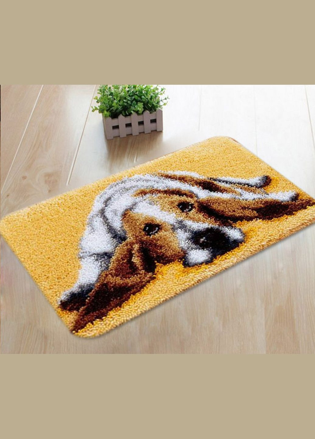 Набор для ковровой вышивки коврик собака бигль (основа-канва, нити, крючок для ковровой вышивки) No Brand 4459 (293943058)