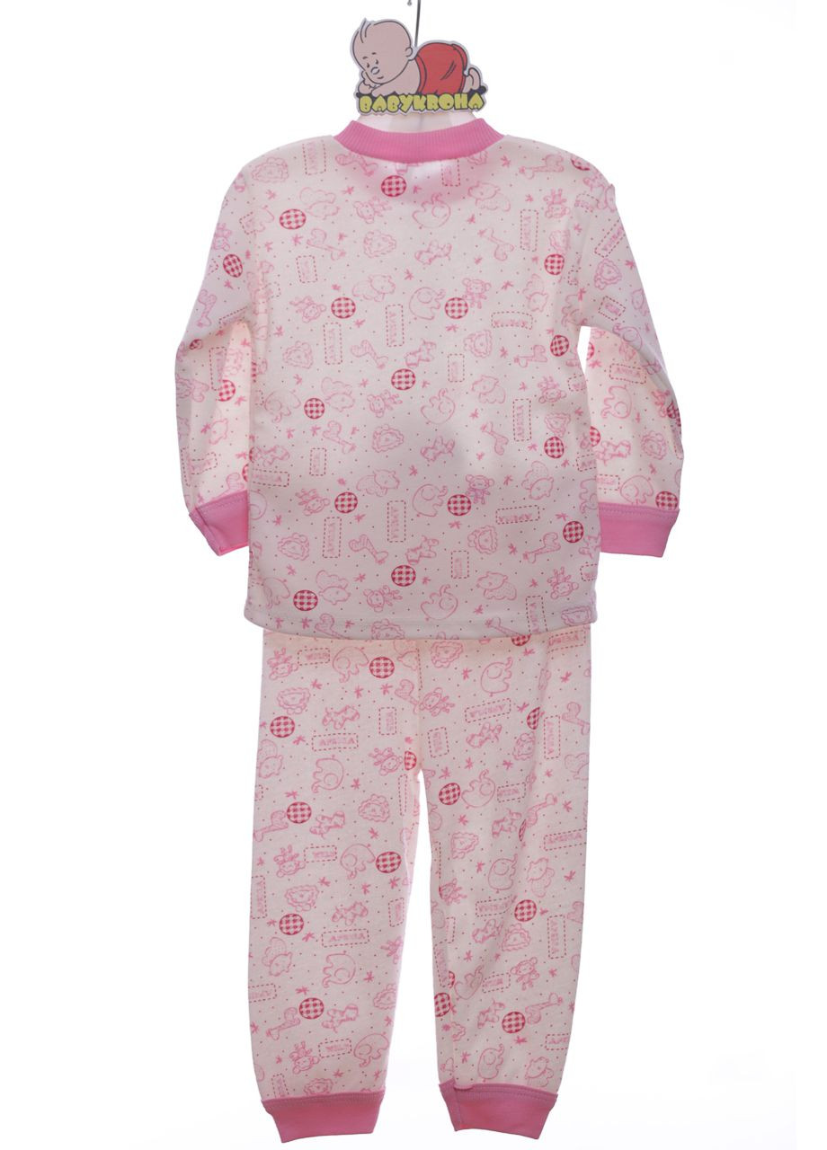 Рожева піжама з довгим рукавом для дівчинки трикотажна рожевий зоопарк 74 см (37679) BABYKROHA