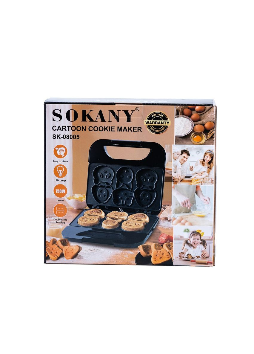 Вафельница SK-08005 750 Вт для выпечки мультяшных на 6 панкейков Sokany (290187086)