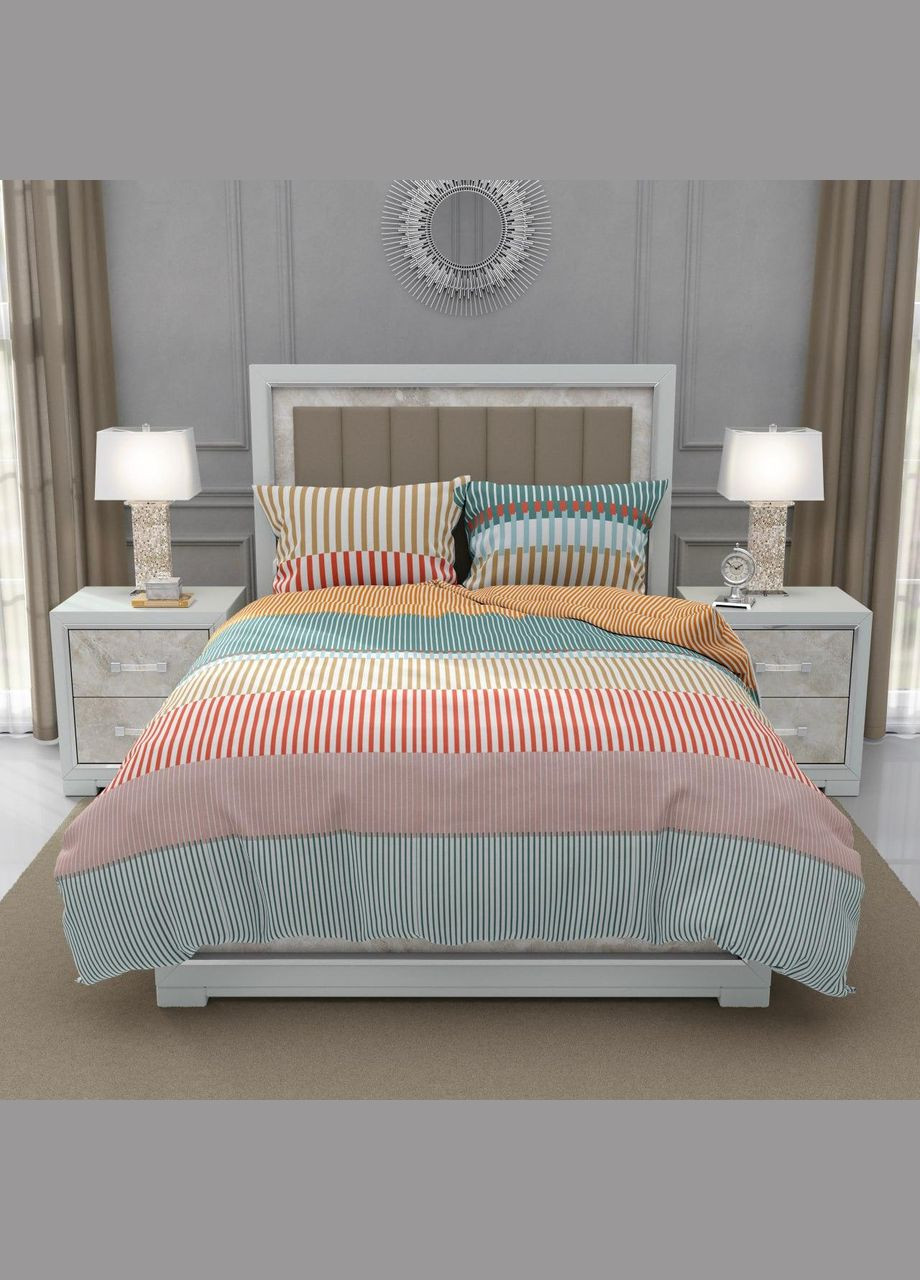 Постільна білизна мікрофібра принт смужка Family 2x 150x210 різнокольоровий (М-P-0135-03) No Brand (348095408)