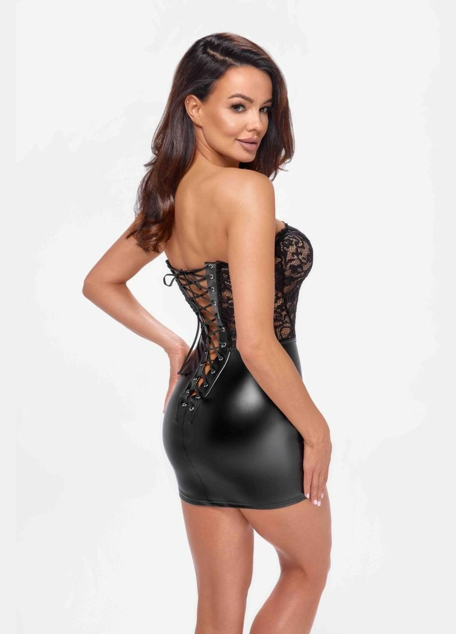 Чорна плаття noir handmade f300 solace lace up corset mini dress - l No Brand