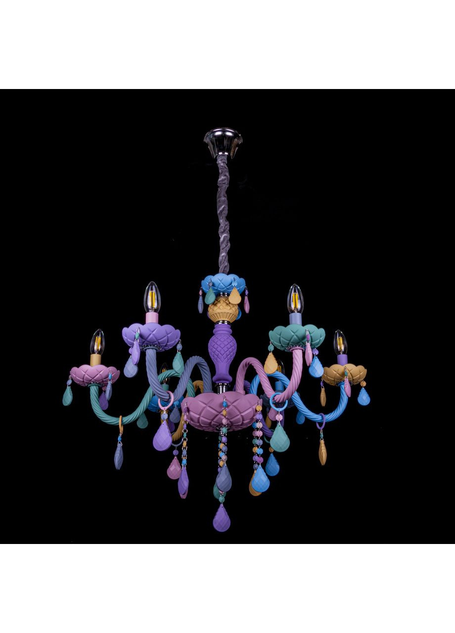 Скляна люстра свічка на 6 лампочок 0313A/6/COLORS No Brand (352229499)