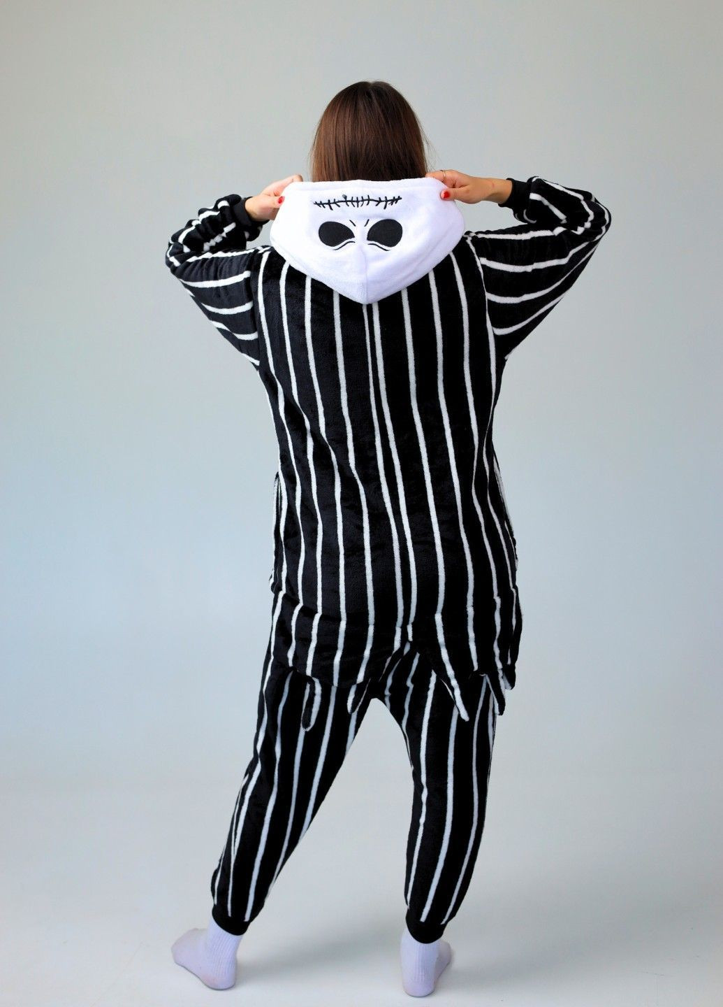 Кігурумі піжама Джек Скеллінгтон плюшеве жіноче чорне на Хелловін Lalapka (362490076)