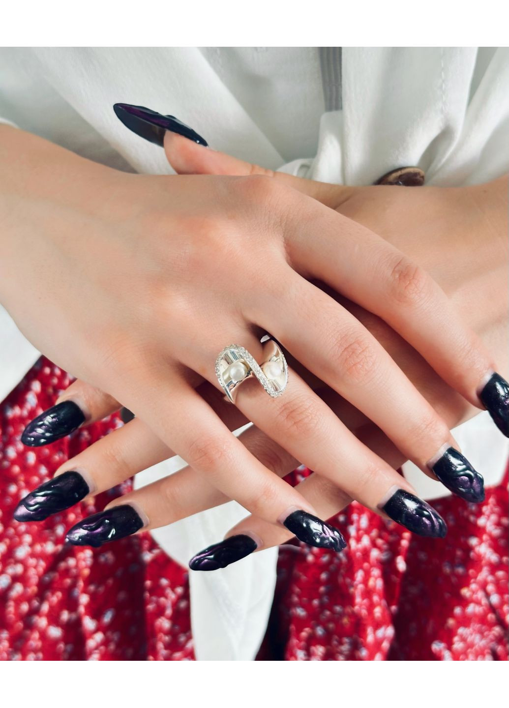 ✨Серебряное кольцо с натуральным жемчугом и кубическим цирконием 💍 Изысканность в каждой детали — для особых моментов. Family Jewelry House (351897816)