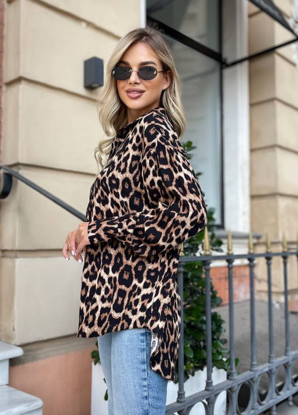 Леопардова сорочка на гудзиках вільного крою Allthings (323134688)