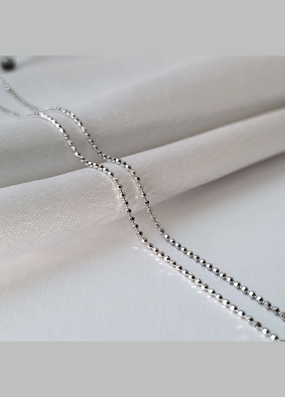 Срібний ланцюжок кольє з Кульками см срібло 925 проби родоване 1.72г pldc120 No Brand (335053833)
