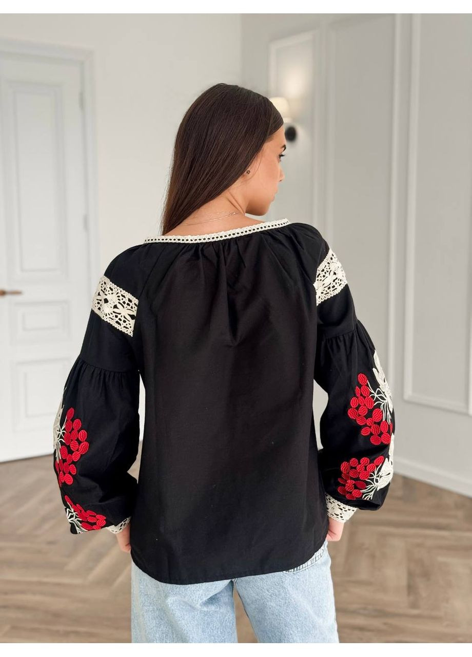 Жіноча вишиванка Калина батал чорна ESQ 7500 (356146000)