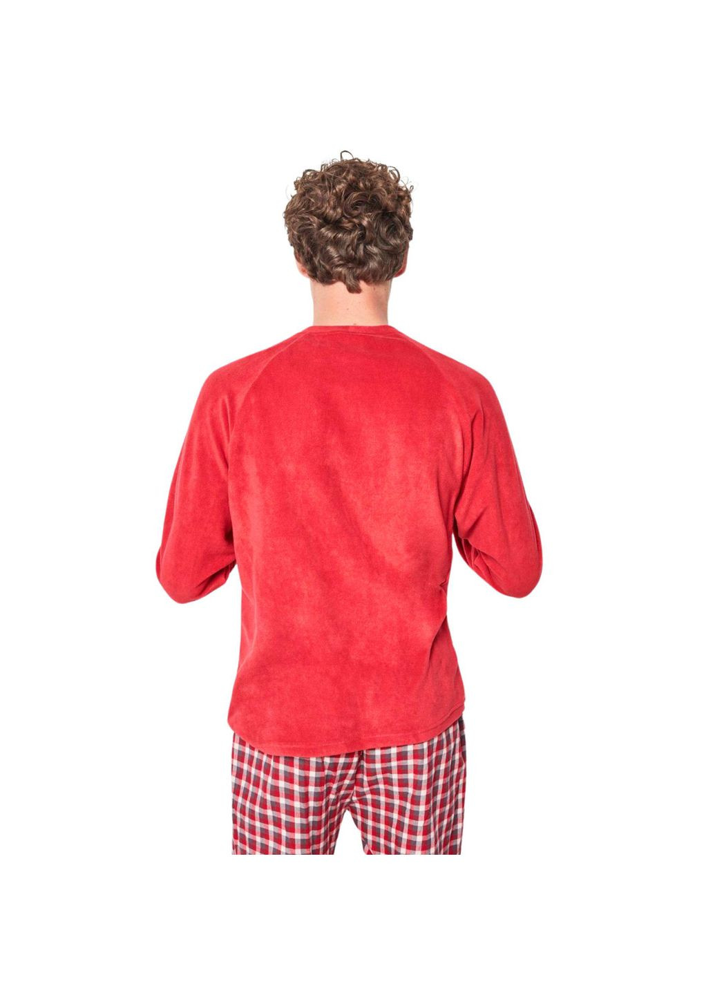 Пижама мужская футболка с длинным рукавом и брюки Красный в клетку с принтом Snoopy 2-2001 Gisela (305836184)