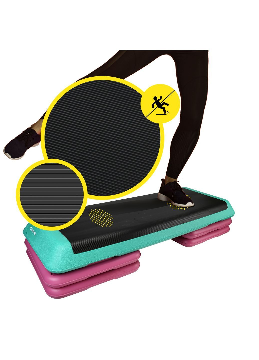 Степ-платформа 3-ступінчаста Pro 109 х 41 х 10-20 см XR-0402 Violet/Turquoise/Black Cornix (372925240)