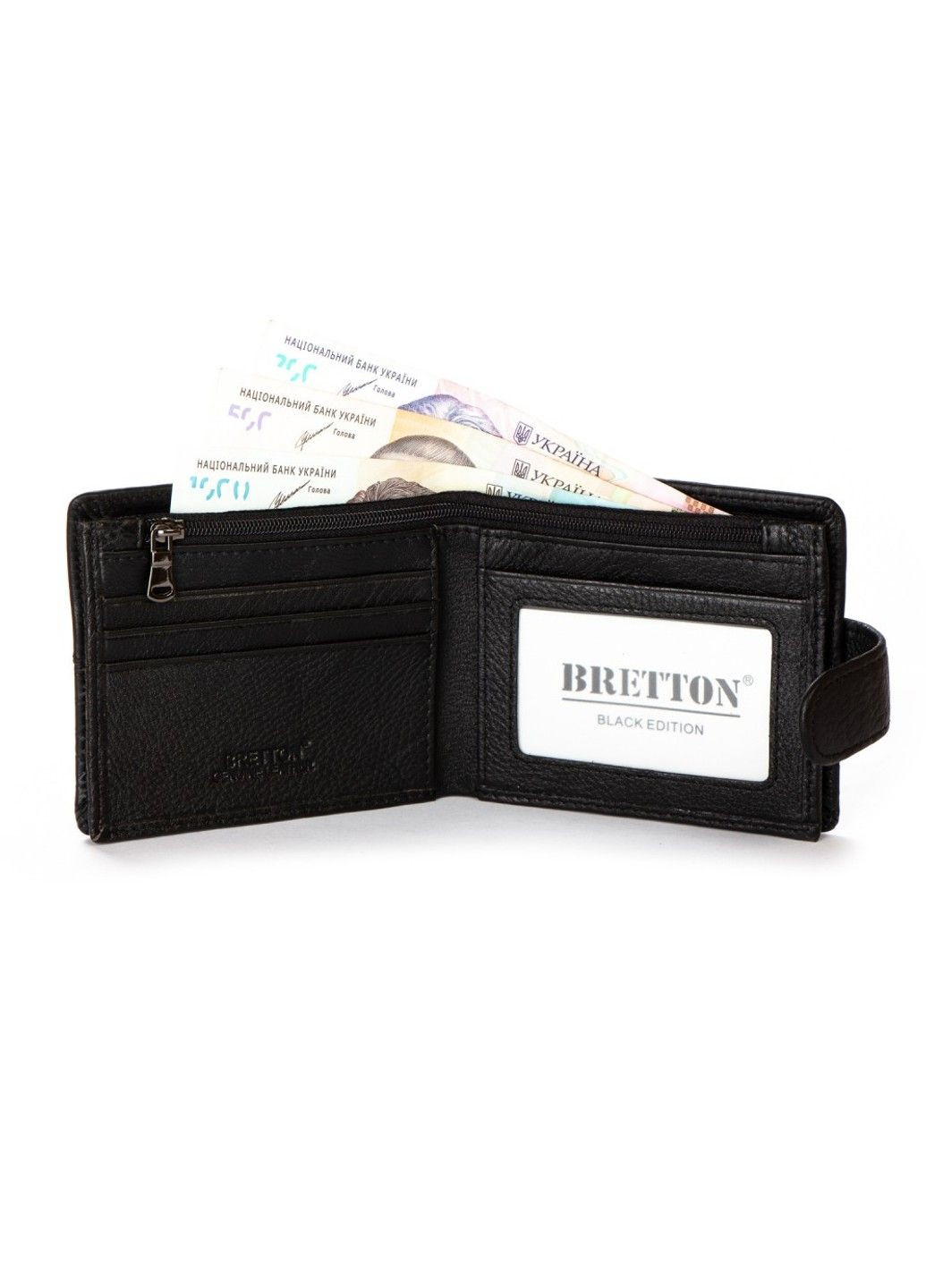 Чоловічий шкіряний гаманець BE 408L black Bretton (282557241)