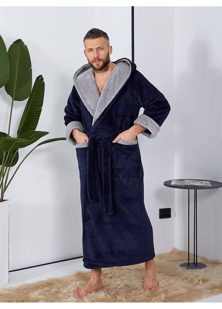 Халат чоловічий теплий з капюшоном No Brand (370813714)