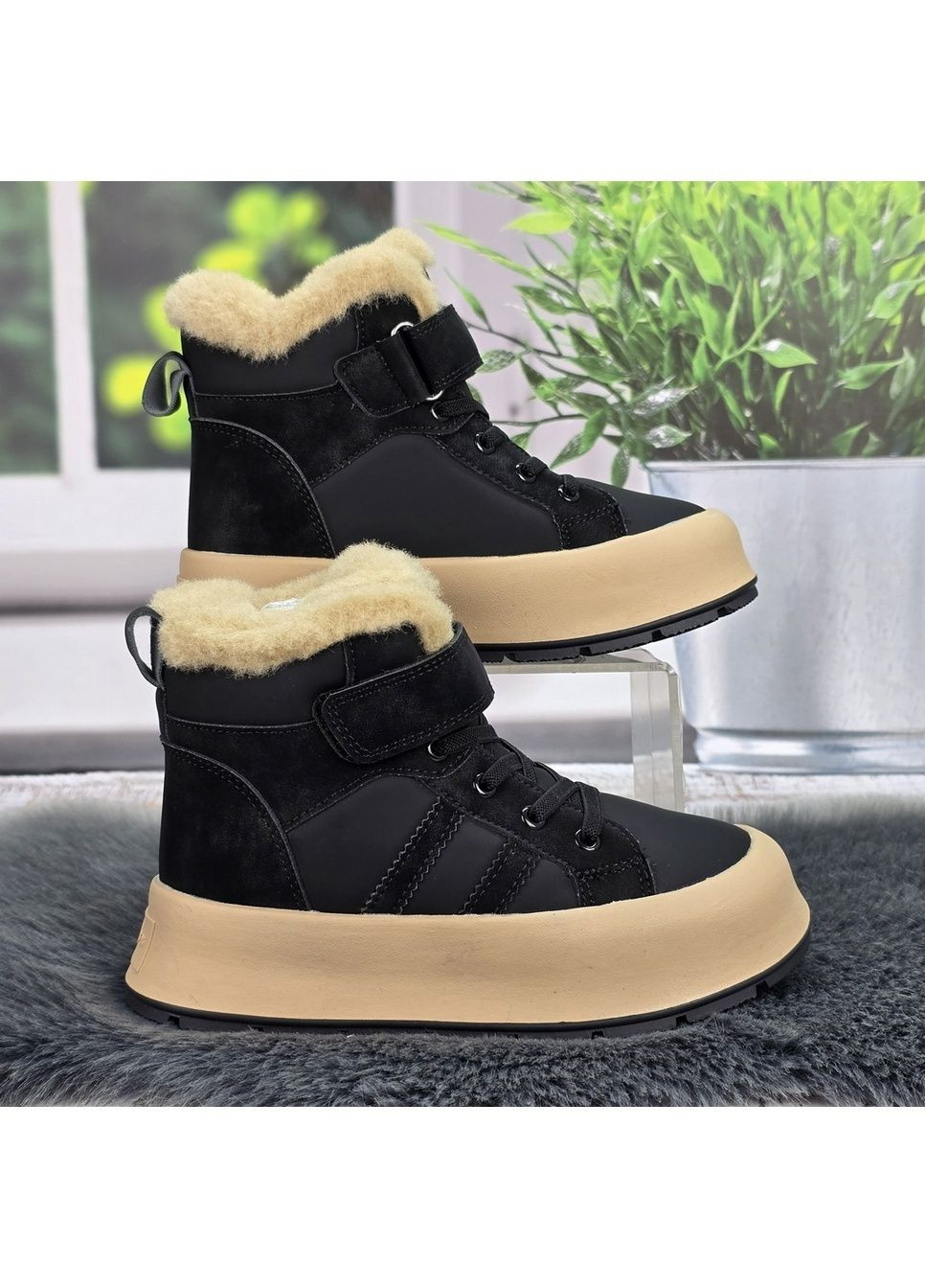 Черные повседневные зимние ботинки детские для девочки зимние Tom.M