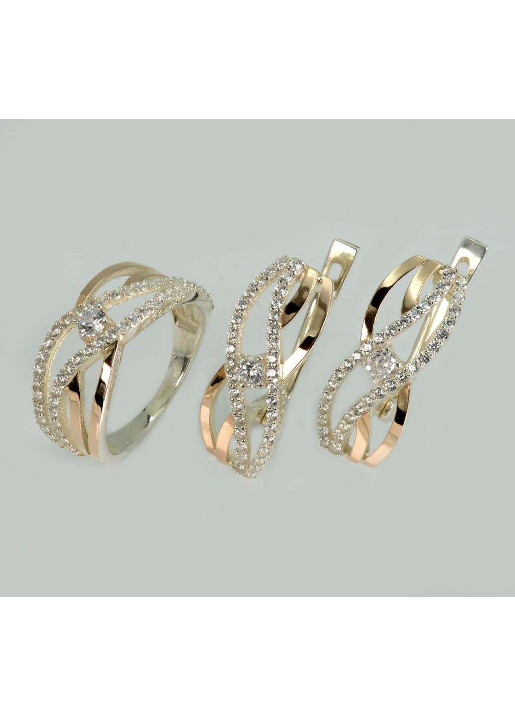 Срібний набір з золотими пластинами Silver Style (367112533)