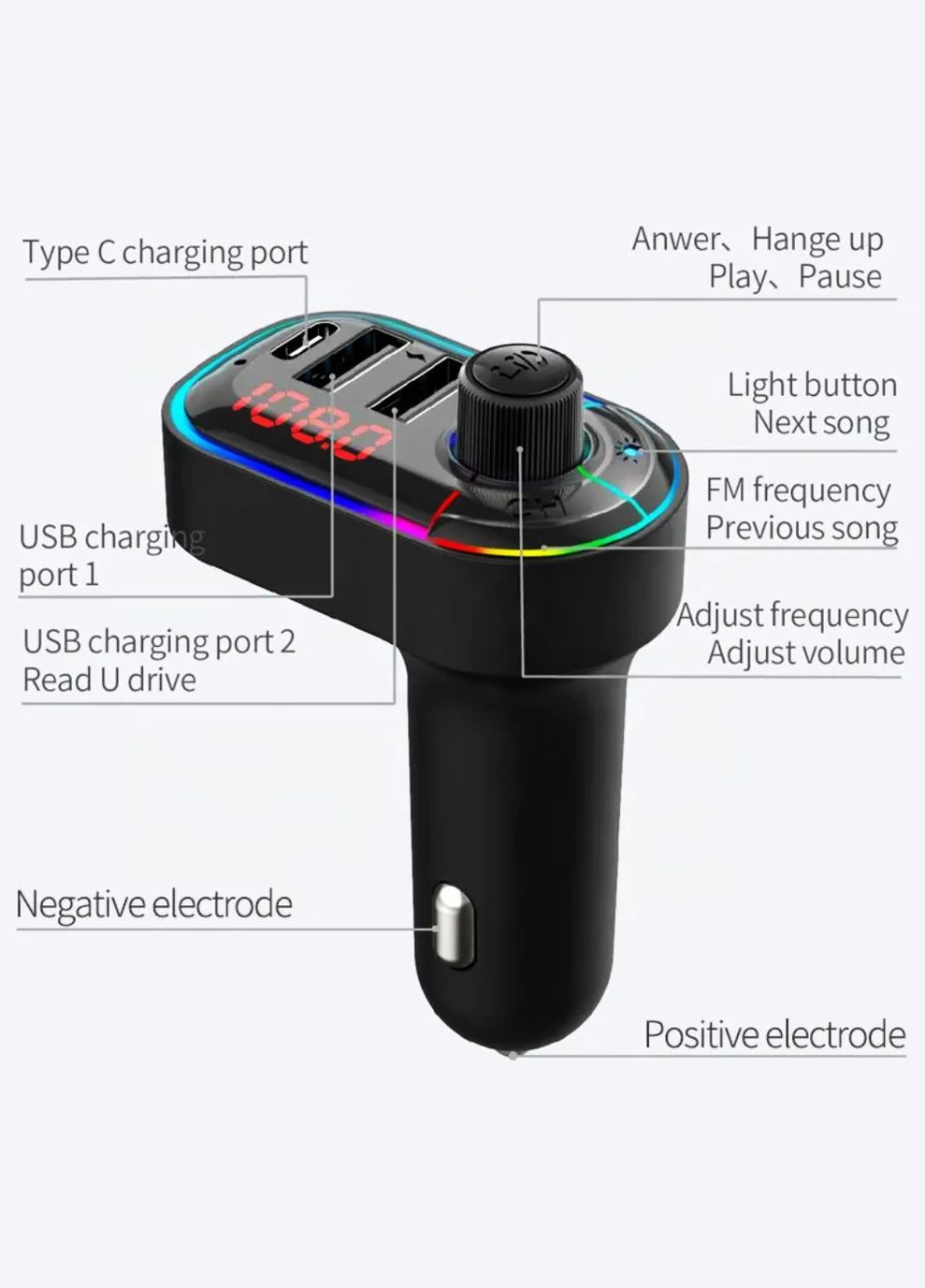 FM трансмиттер модулятор BC43 Flash QC3.0 Bluetooth Автомобильное зарядное устройство Черный Borofone (317619339)