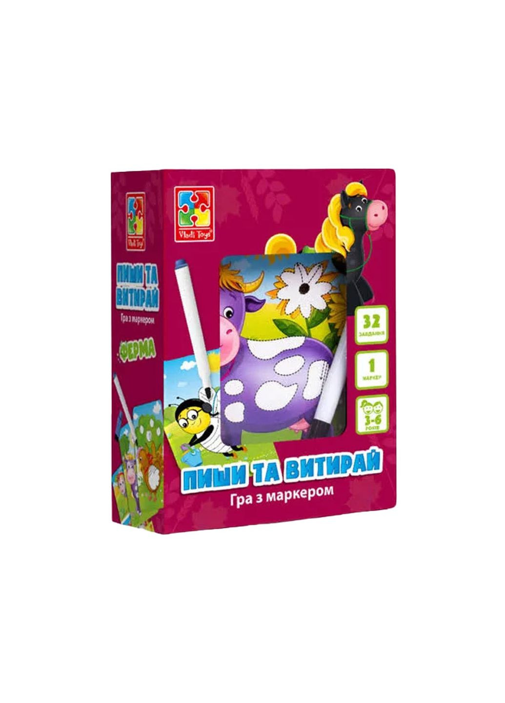 Настольная игра "Пиши и вытирай Ферма" цвет разноцветный CB-00203273 Vladi toys (314891941)