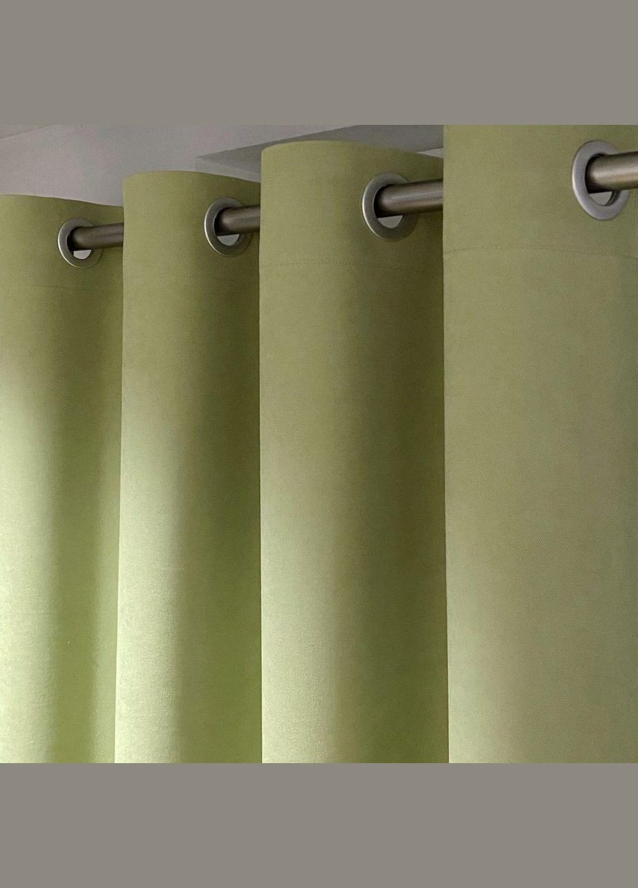 Штора на серых люверсах 1 шт 175х250 см микровелюр Светло-зеленый No Brand (337355466)