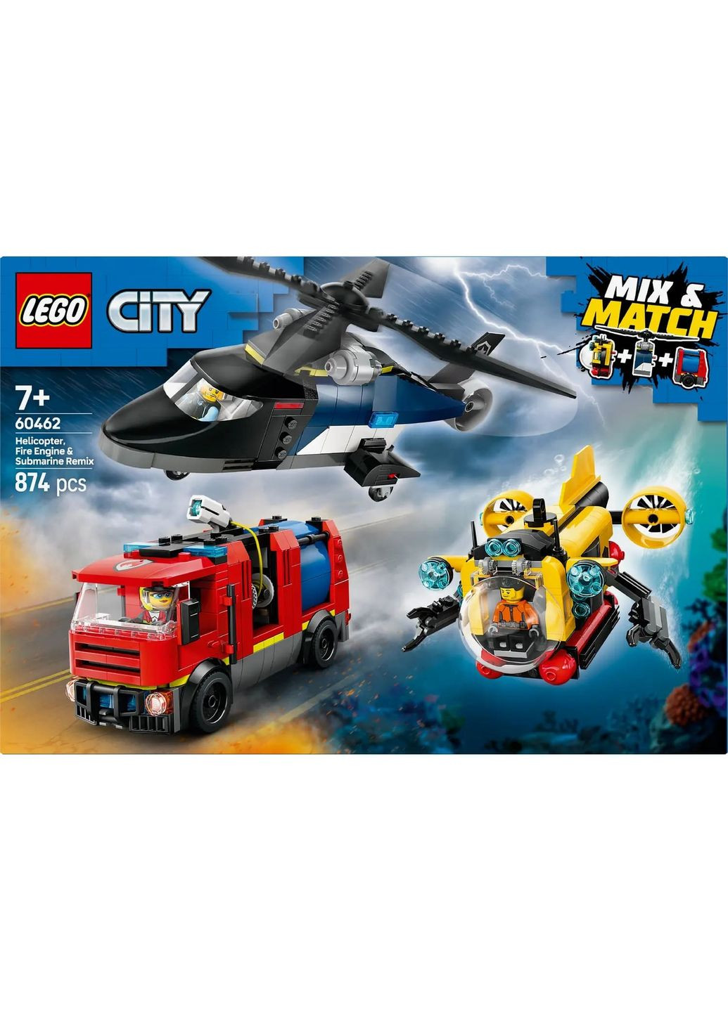 Конструктор City Ремікс вертольотів пожежних машин та підводних човнів, 874 деталі () Lego 60462 (328401667)