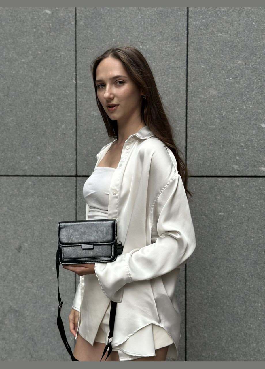 Жіноча чорна класична сумка 6006 крос-боді через плече на тонкому ремінці No Brand (299279307)