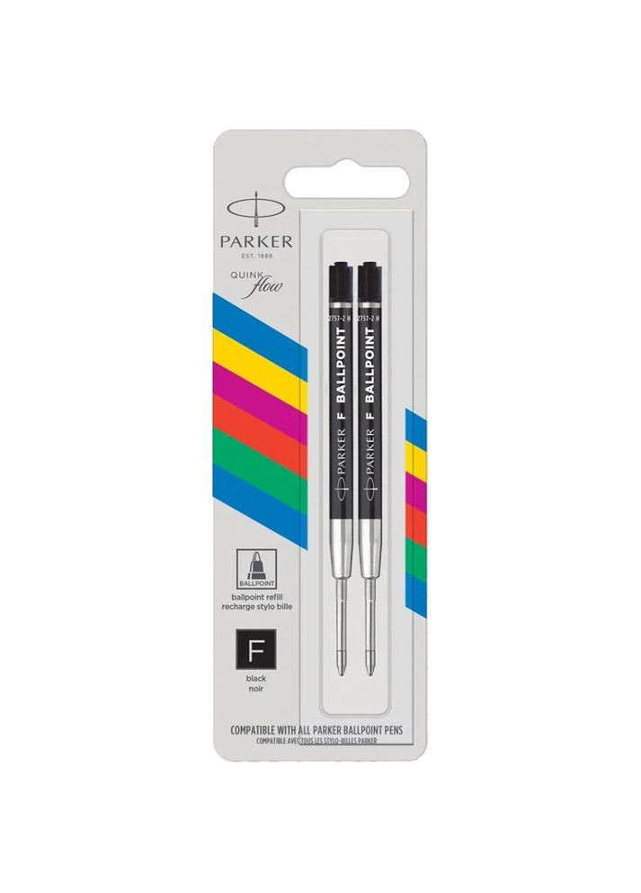 Стержні кулькові QuinkFlow чорні F блістер 2 шт 10 261BK2 Parker (317301991)