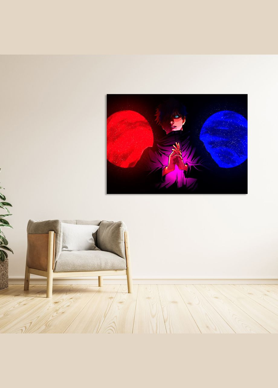 Плакат- з принтом Jujutsu Kaisen Магічна битва Satoru Gojo Сатору Годжо синій червоний (японська манга) A1 Кавун постер (316210826)