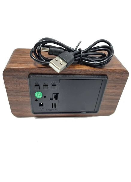 Сетевые часы 862S-4 с зеленой подсветкой с функцией измерения температуры и влажности USB-подключением Коричневый VST (371767309)