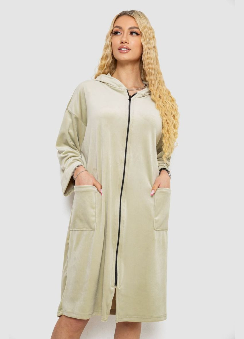 Халат жіночий велюровий на блискавці Fashion (338597404)