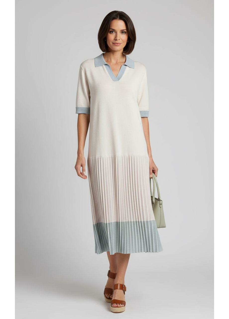 Бежева кежуал літня плісирована сукня міді блакитний Number Nine