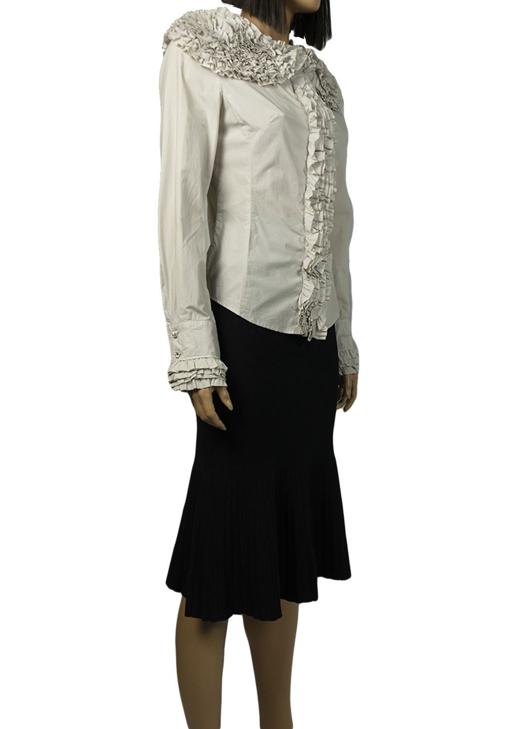 Молочная женская блуза с рюшами fv-009148 молочный Lowett