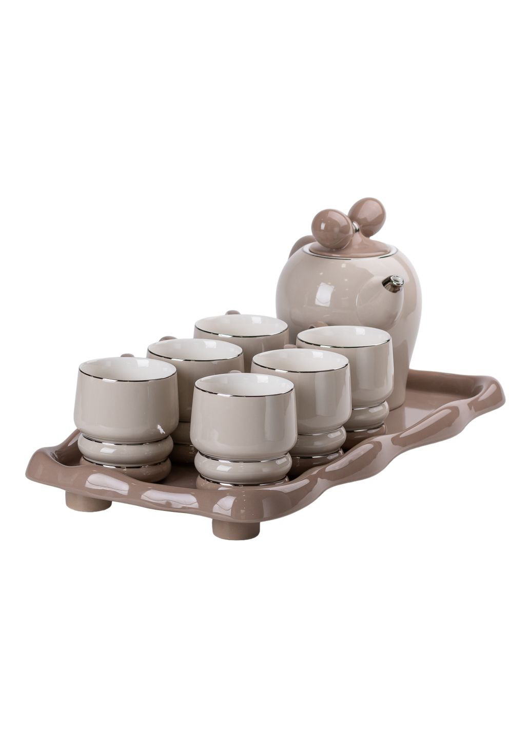 Чайный сервиз Retro на 6 персон керамический 8 предметов, серый Yiwu HP-15-28 No Brand (360977711)