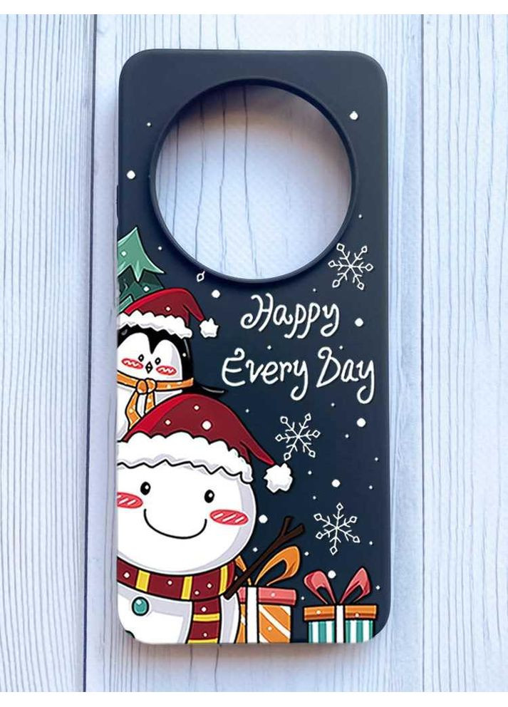 Матовий чорний чохол на Xiaomi Redmi 14C/Poco C75 Сніговик і пінгвін (принт 156) Creative (362967966)