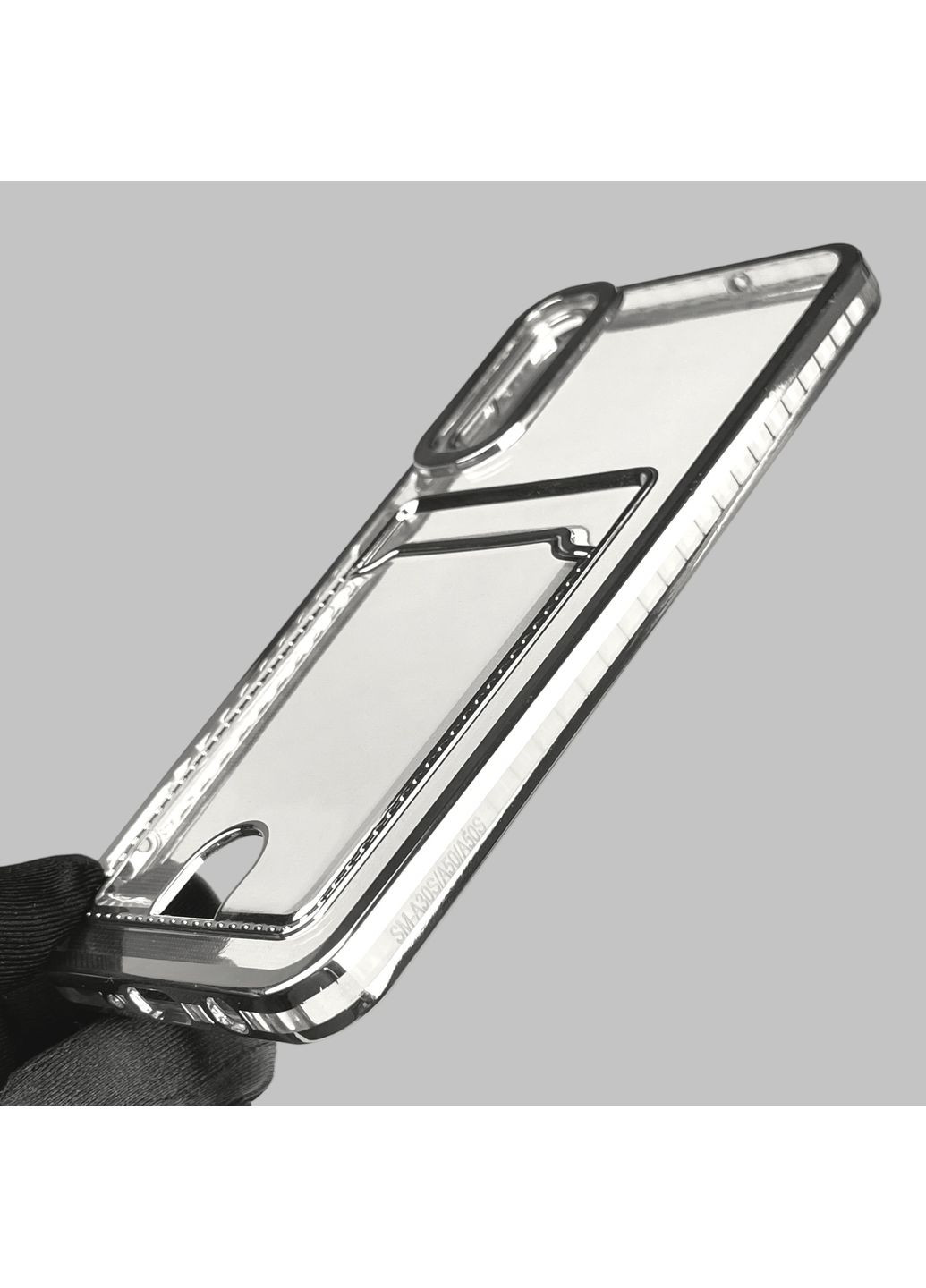 Чехол для Galaxy A50 (SM-A505F) с серебряной окантовкой с карманом для карт на самсунг а50 серебряный Samsung (366018954)