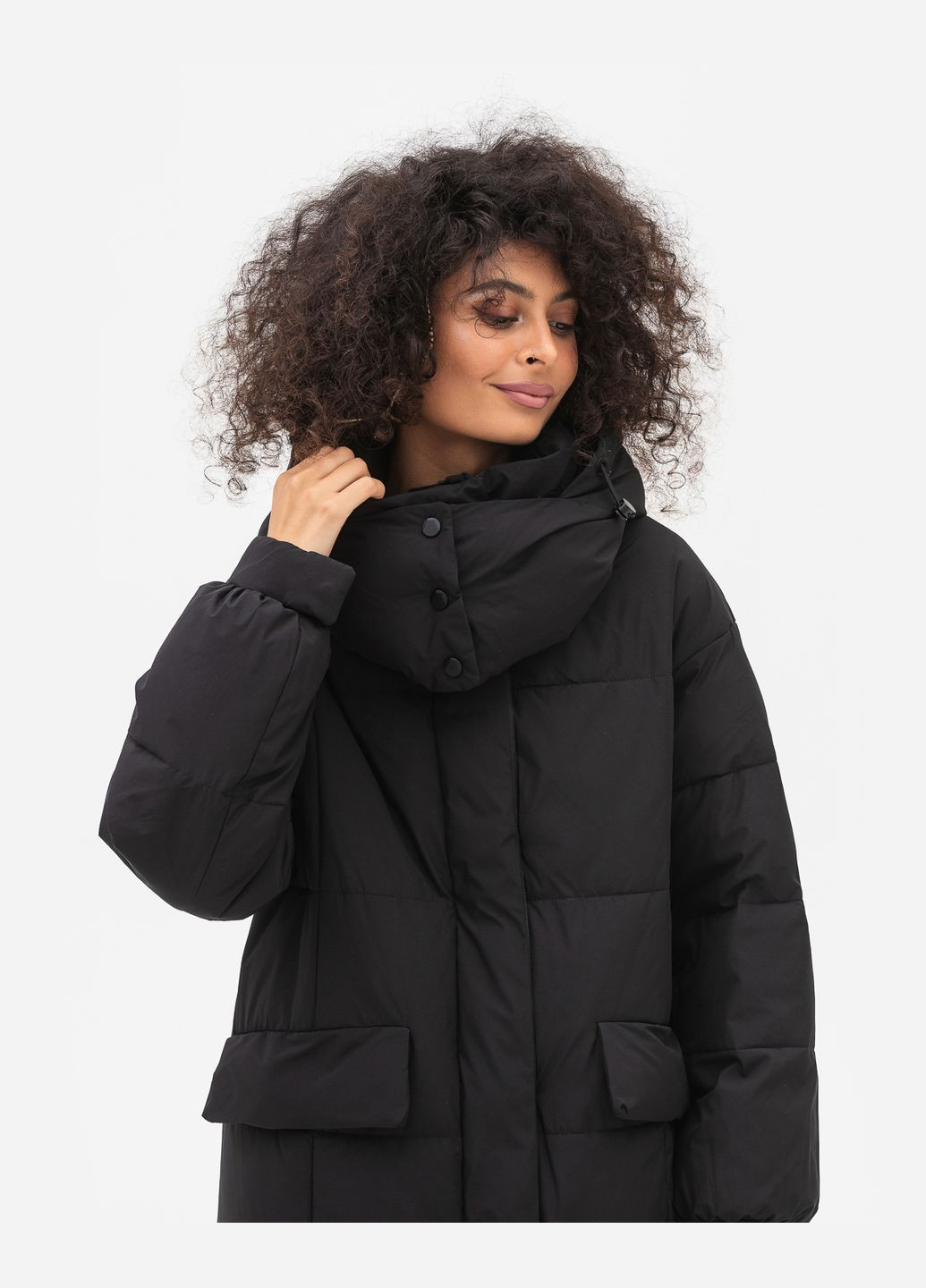 Чорна зимня куртка-пальто модель Viva 8240