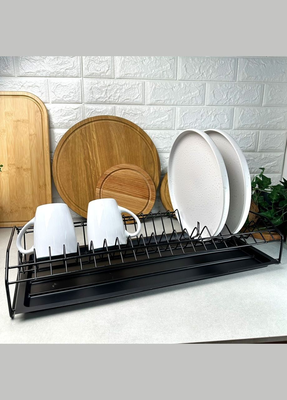 Чорна одноярусна сушарка для посуду 56.5 см Люкс No Brand (366818165)