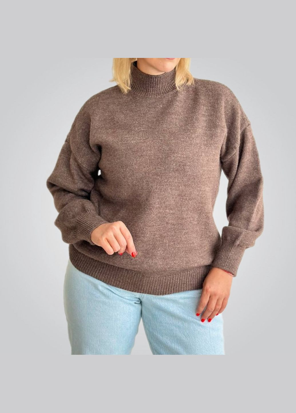 Коричневий зимовий жіночий светр пуловер No Brand 154