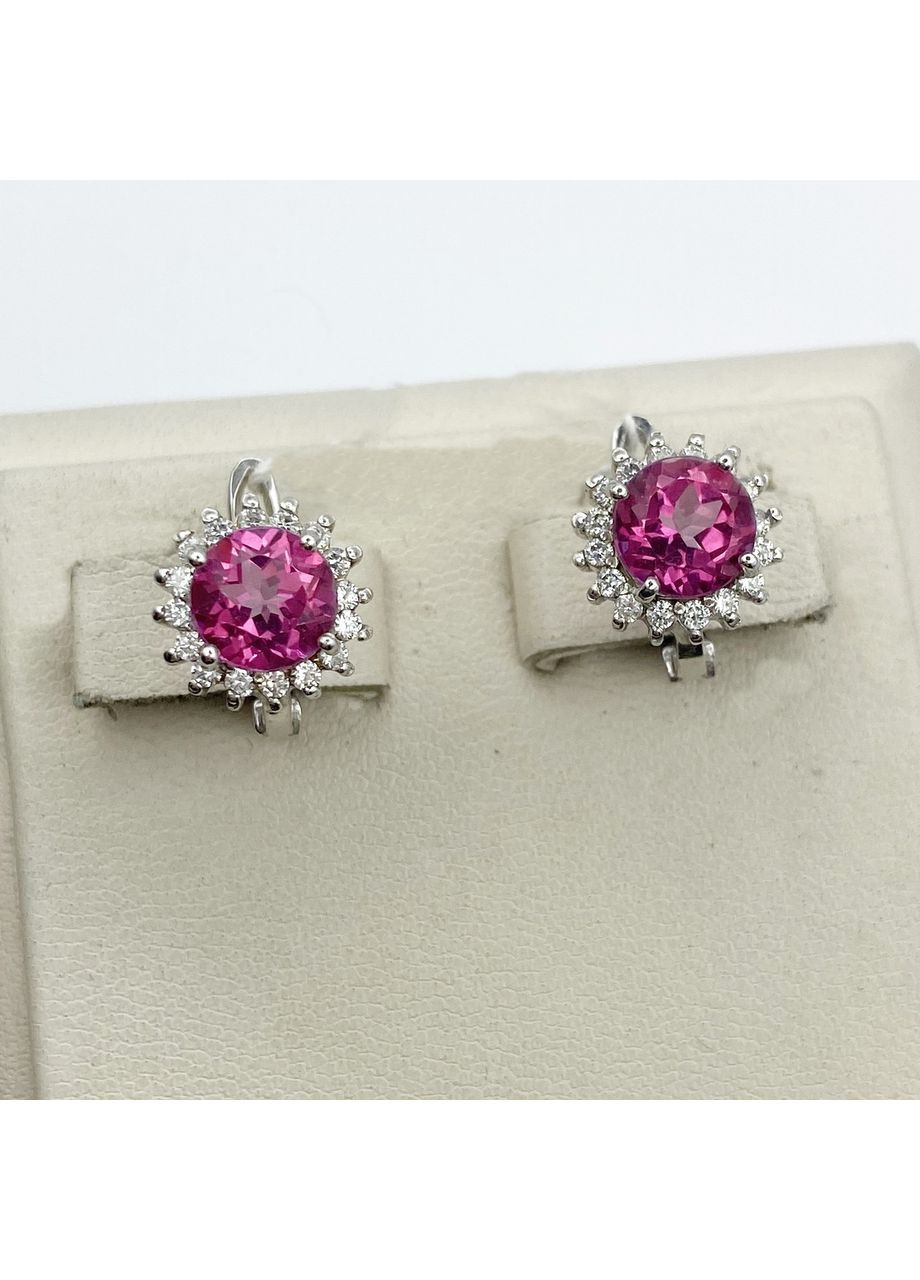 Сережки срібні з рожевим топазом 4,6 г No Brand (369737402)