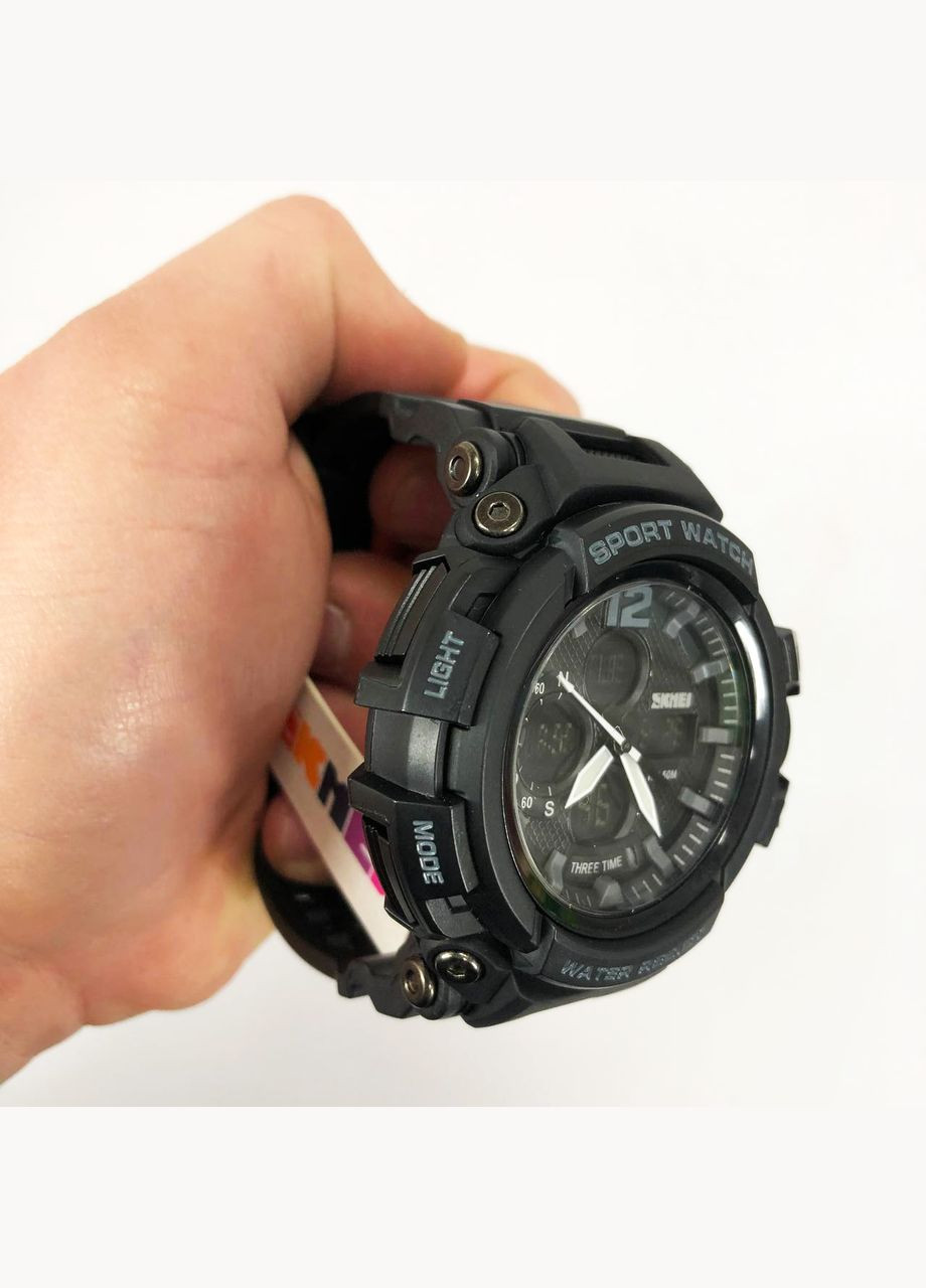 Годинник наручний чоловічий SKMEI 1343BK BLACK, годинник тактичний протиударний. Колір: чорний No Brand (359475184)