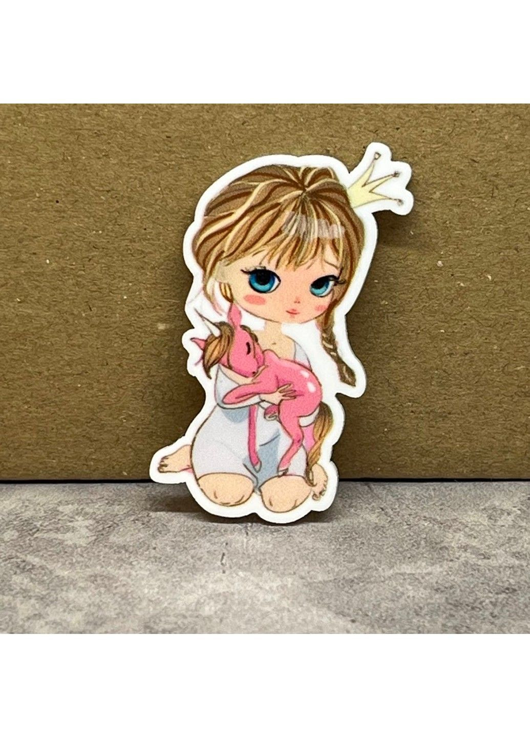 Серединка для бантов (декор пластик) 4 см Принцесса с единорогом, арт 011121, 1 шт No Brand (337990672)