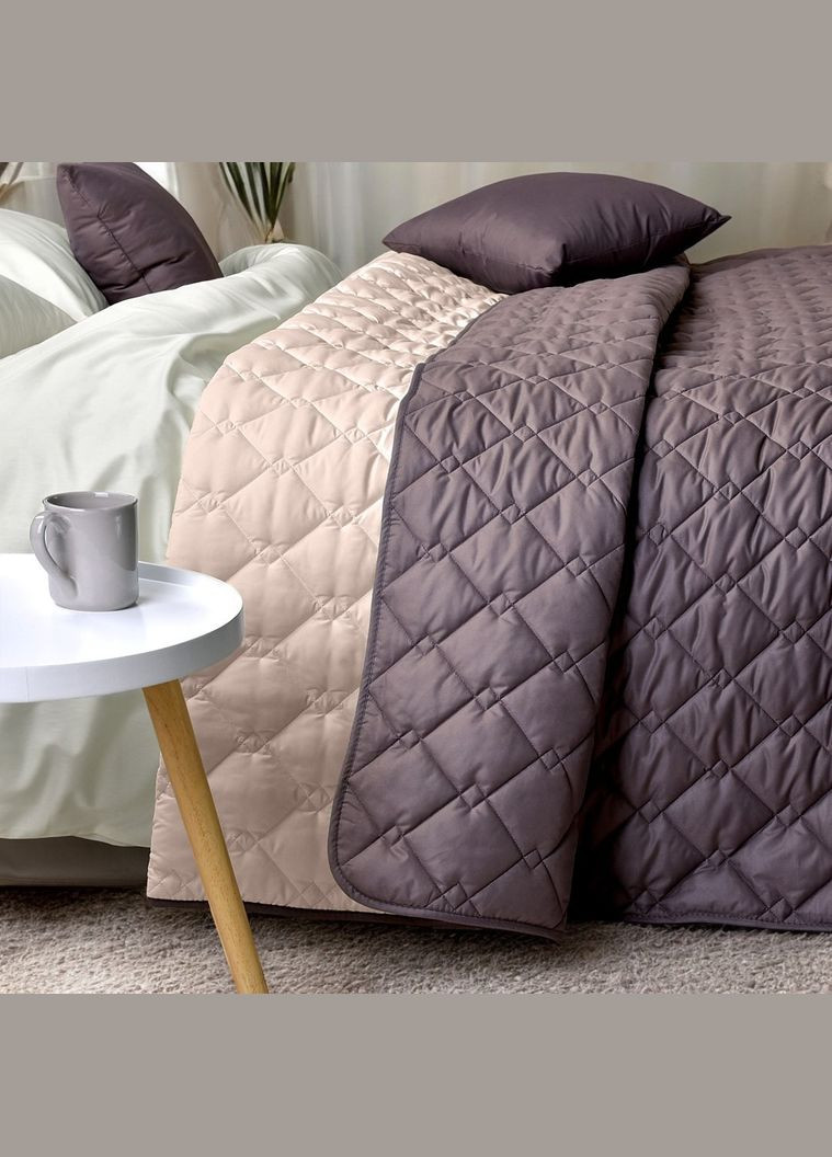 Двухстороннее покрывало Стиль Cube 180х210 см микрофибра с антиаллергенным волокном, шоколад/беж (8-32404*002) IDEIA (311226023)