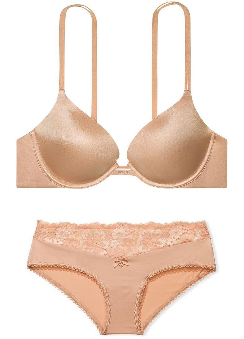 Бежевий комплект жіночої білизни very sexy praline 38dd + бікіні xl nude Victoria's Secret