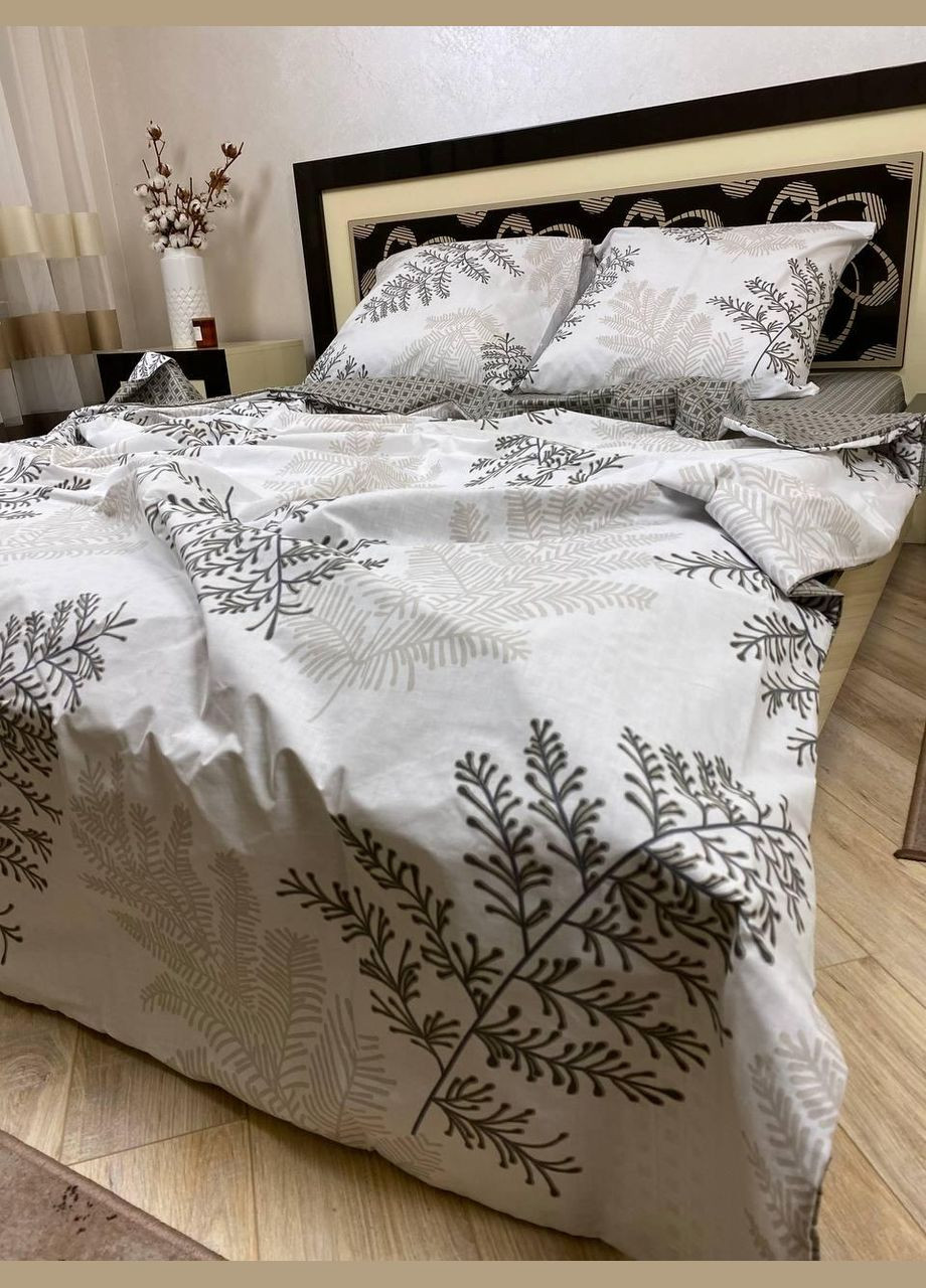 Постельное белье хлопковое Цветы Двуспальное Простынь на резинке 160x200х20 Бязь Белое 50 х 70 No Brand (278274684)