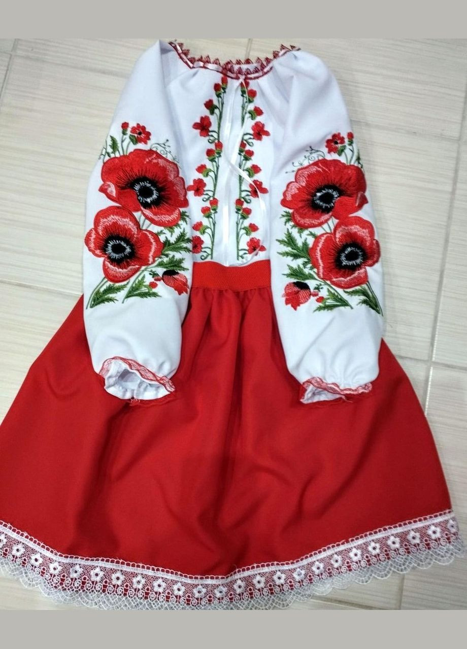Красная костюм вышиванка для девочки маки красные (359472825)