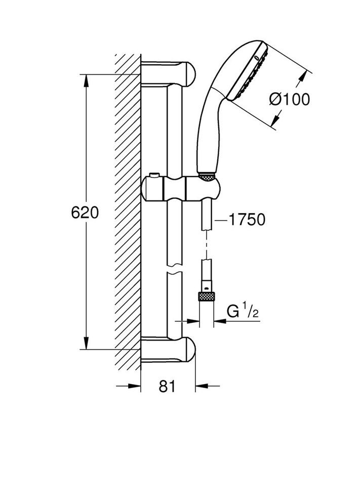 Душевой гарнитур со штангой, 2 режима струи New Tempesta Classic (27598001) Grohe (315508106)
