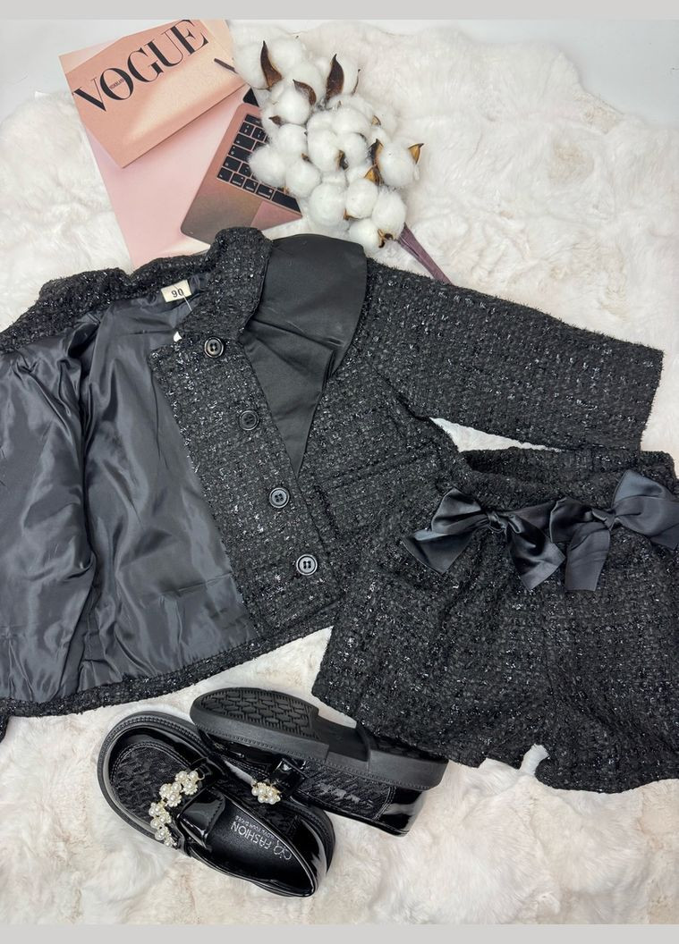 Чорний демісезонний комплект для дівчинки стильний з шортами 10685 No Brand