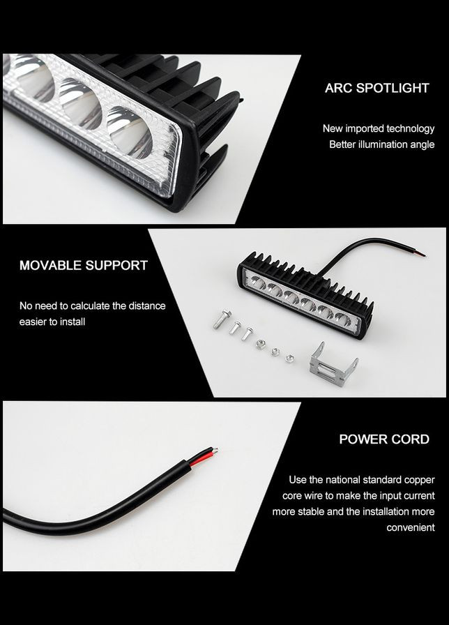 Фара світлодіодна 6 LED 3030 SMD білий No Brand (322301900)