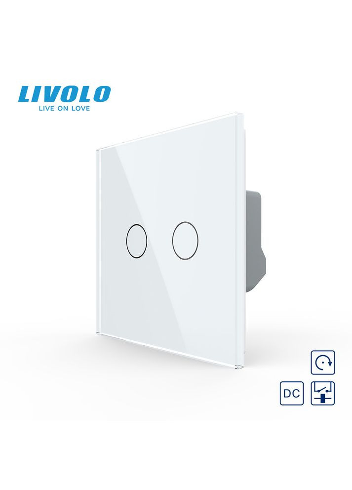 Сенсорна кнопка 2 сенсора 12/24В білий скло (VL-FC2HC-2WP) Livolo (370970838)