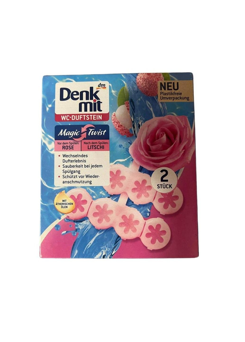 Подвесной блок WC-Stein Magic Twist для унитаза с ароматом роз и личи 2шт Denkmit (331787092)