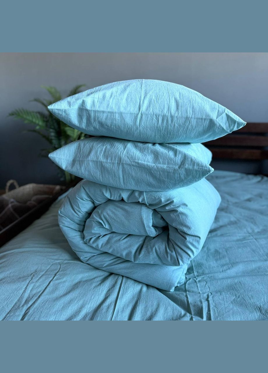 Постельное белье Washed Cotton Однотонный Двуспальный 180 x 220 Вареный хлопок Мятная 70 х 70 No Brand (307355949)
