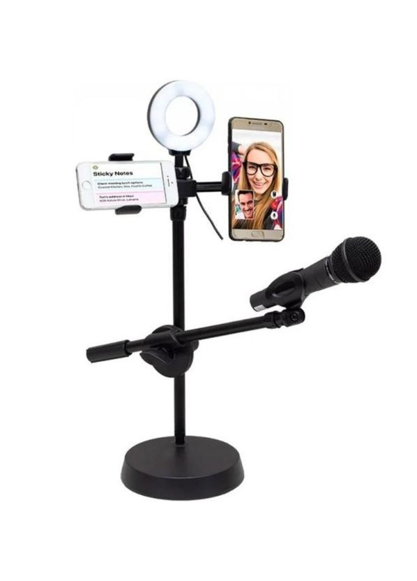 Набор для блогера 4 в 1 Кольцевая лампа с держателем для микрофона и для телефона, LED свет для блоггеров, USB 10 Вт, 3 режима No Brand (336517434)